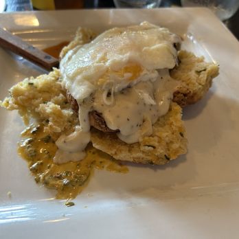 The Farmhouse signature dishes Biscuits and GravyEggs BenedictCountry Fried Steak